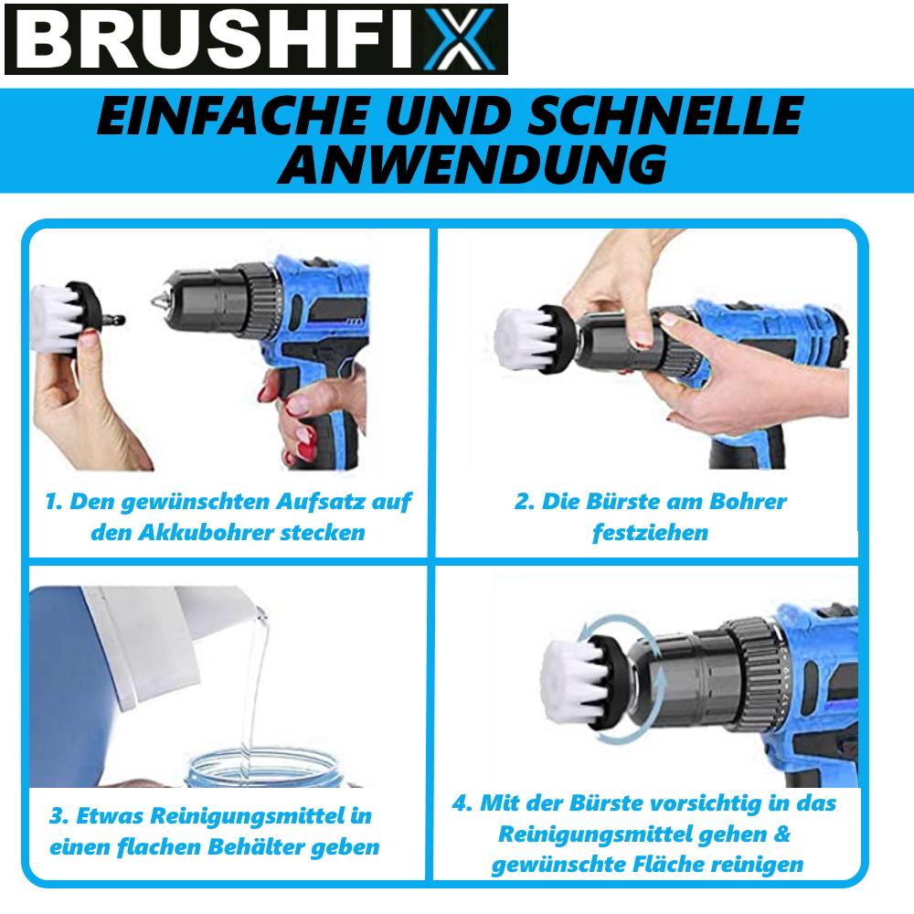 BRUSHFIX Насадка-щетка для аккумуляторной дрели, дрели, кожа, обивка, автомобиль [набор из 4 шт.]