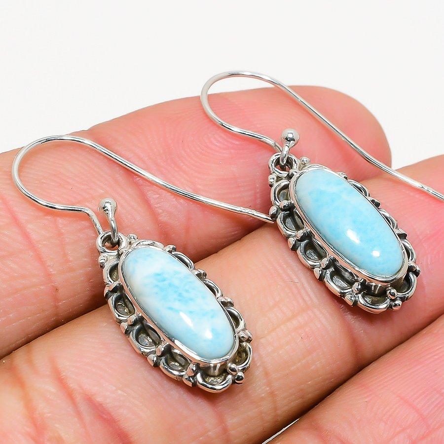 Серьги из чистого серебра 925 пробы с драгоценным камнем Natural Republic Ларимар 1,25 дюйма z8k85