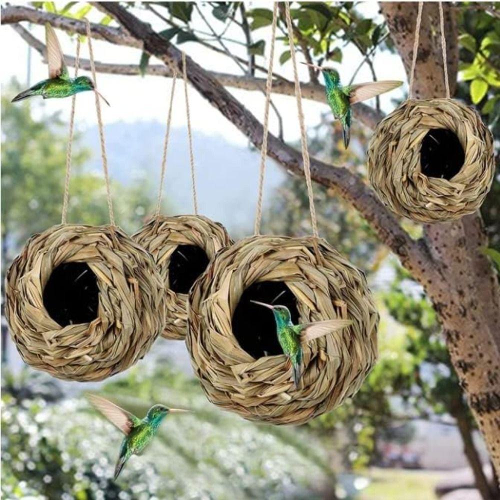 New Outside Hummingbird Birdhouse Grass Reed Grass Bird Nest Bird Cage Hand Woven Bird Nest