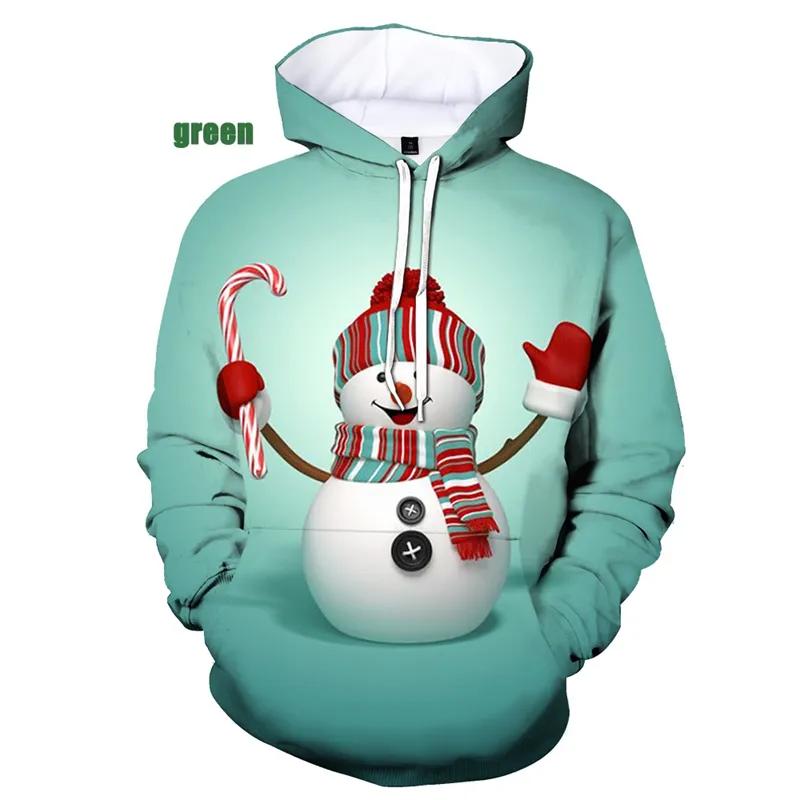 Autumn Winter Christmas Snowman Christmas Deer 3D Printed Hoodie Unisex Personality Casual Sport Hooded Children's Clothing Tops