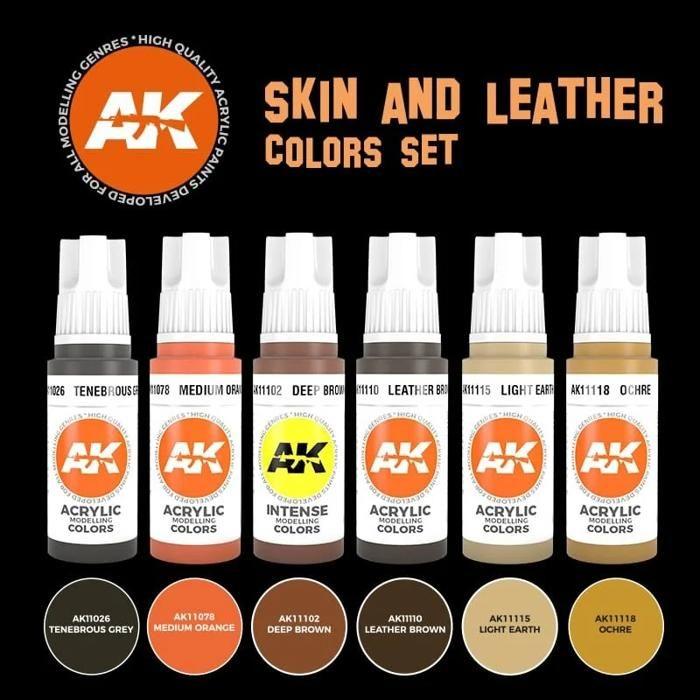 Peintures acryliques - AK Interactive - AK11613 - Set Couleurs Peau et Cuir - 6x17ml - Beige