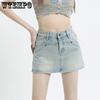 Female Denim Short Skirt High Waist Slimming A-line Skirt Summer Retro Denim Shorts