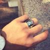 1PC Flush Playing Card Ring Men and Women Personality Domineer Retro Old Diamond Square Opening Ring