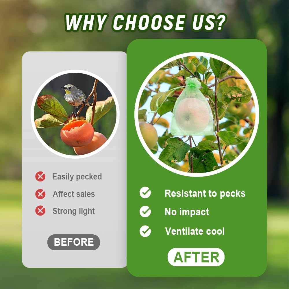 100Pcs Drawstring Fruit Protection Bags, Mesh Garden Covers (4 * 6 in) | Protects fruit from birds, insects pests