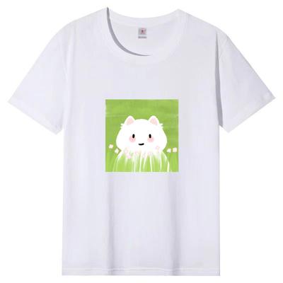 Летняя Новая Футболка с Коротким Рукавом Женская Свободная Корейская Женская Мультяшный Принт Блузка с Полурукавом