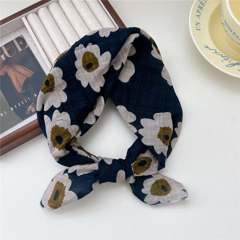 Маленький квадратный шарф из хлопка и льна, шелковый шарф, женский, весна и осень, новый стиль, художественный и универсальный, модный, темпераментный шарф-повязка на голову