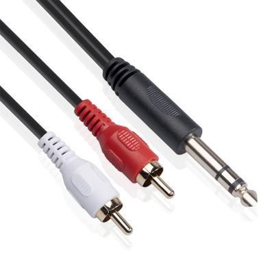 Профессиональный 6,35 мм штекер RCA штекер Аудио на двойной кабель Hi-Fi стерео Aux адаптер