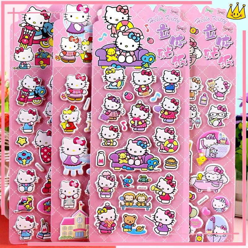 4Pcs Hello Kitty DIY Notebook Album Diary Handbook Decoration Scrapbook Planner 3D Bubble Stickers For School Student Stationer