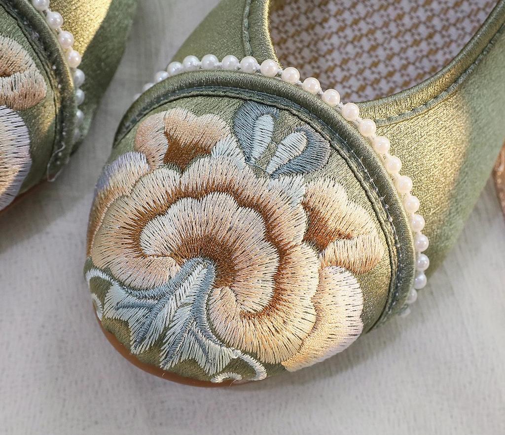 Женские летние туфли Si Yu на среднем каблуке с вышивкой — стиль старого Пекина для чонсамов и ханьфу