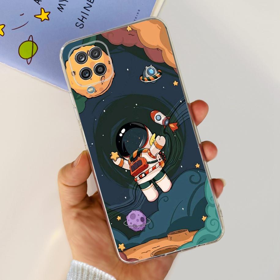 Чехол для Samsung Galaxy A12 Прозрачная накладка Модный Цветок Тонкий Мягкий ТПУ Чехол для Телефона Для Samsung A12 SM-A125F M12 F12 A 12 Capa