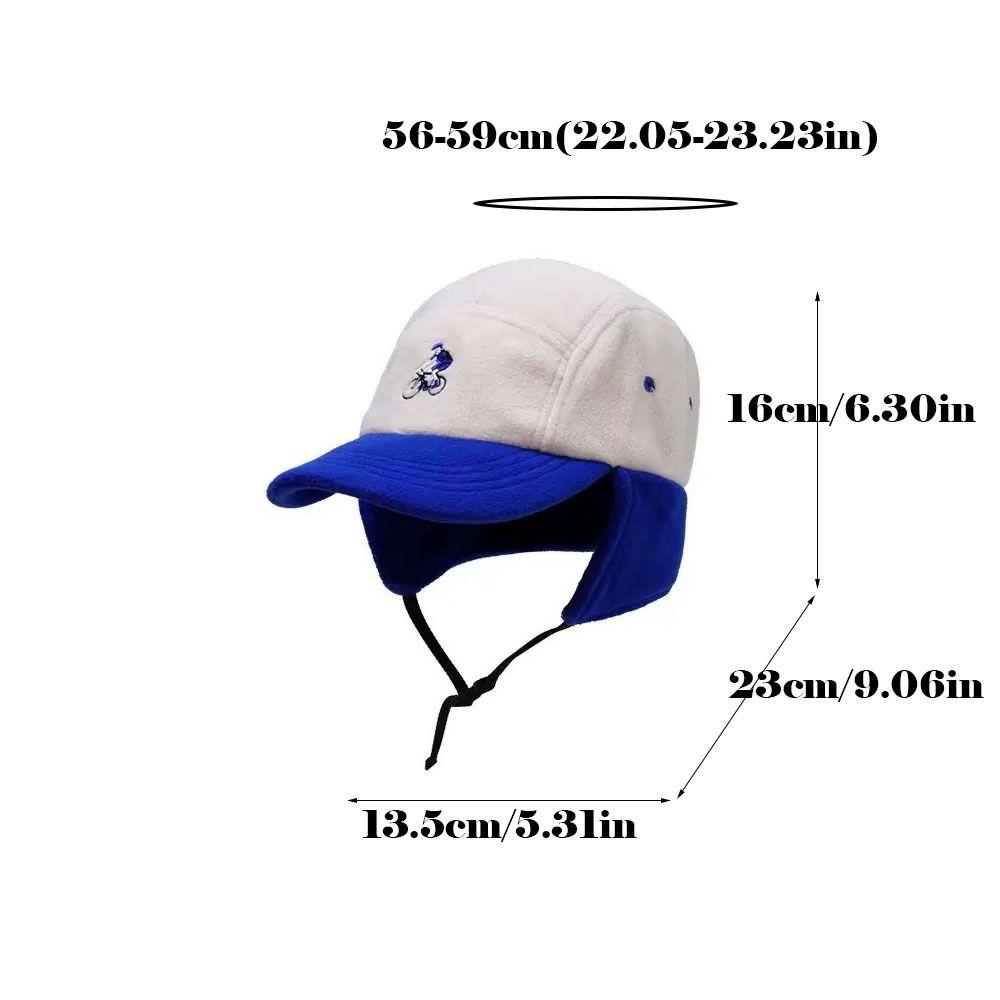 Fashion Patchwork Color Baseball Hats with Ear Flaps Thickened Warm Bomber Cap Biker Hats Autumn and Winter