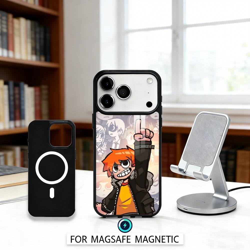 Anime S-Scott P-Pilgrim Phone Case Magnetic For iPhone17 16 15 14 13 12 Pro Max For Magsafe Wireless Charging Cover