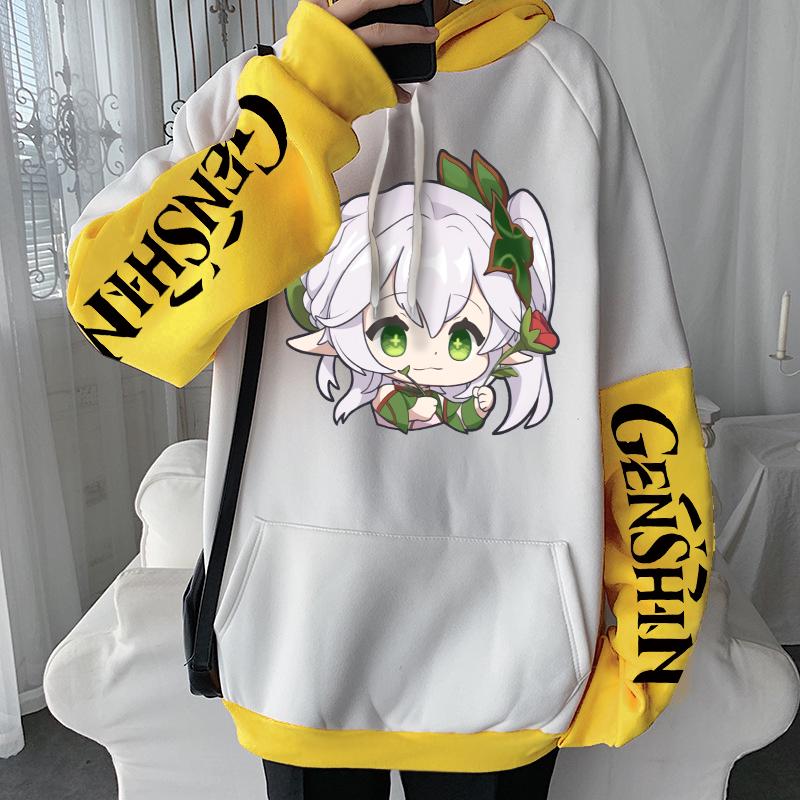 Genshin Impact Kawaii Nahida толстовки аниме Harajuku мультфильм негабаритные подростковые женские и мужские зимние толстовки с длинными рукавами унисекс