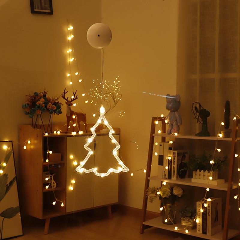 Рождественское светодиодное украшение на окно на присоске Звезды Снежинка Колокольчик Декор Витрина Магазина Атмосфера Сцена Рождественский Вечер