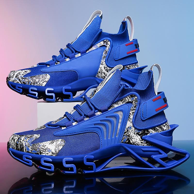 Модная повседневная спортивная обувь на массивной подошве, кроссовки для пап, носки-обувь, амортизация, мужские, летящая тканая поверхность, дышащие, большого размера