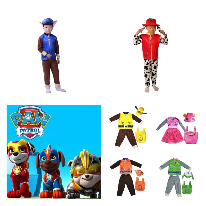 Children Paw Patrol Cosplay Custume Set Halloween Party Props Hat Backpack Gift