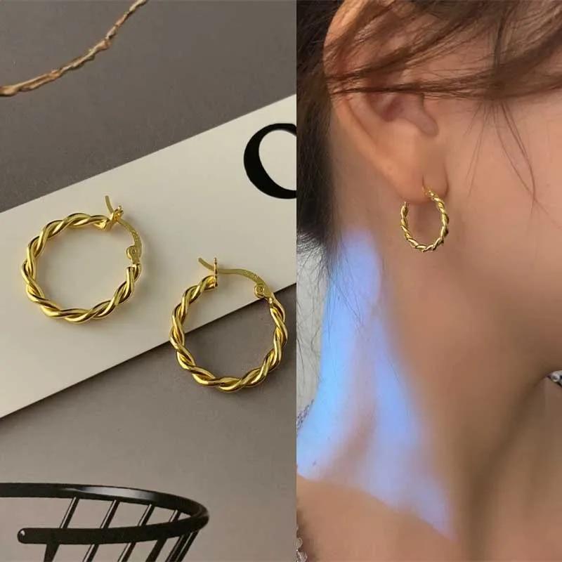 Винтажные холодные цвета, толстые металлические серьги-кольца с преувеличением, нерегулярные волны, лаконичные геометрические серьги-кольца для женщин и девочек