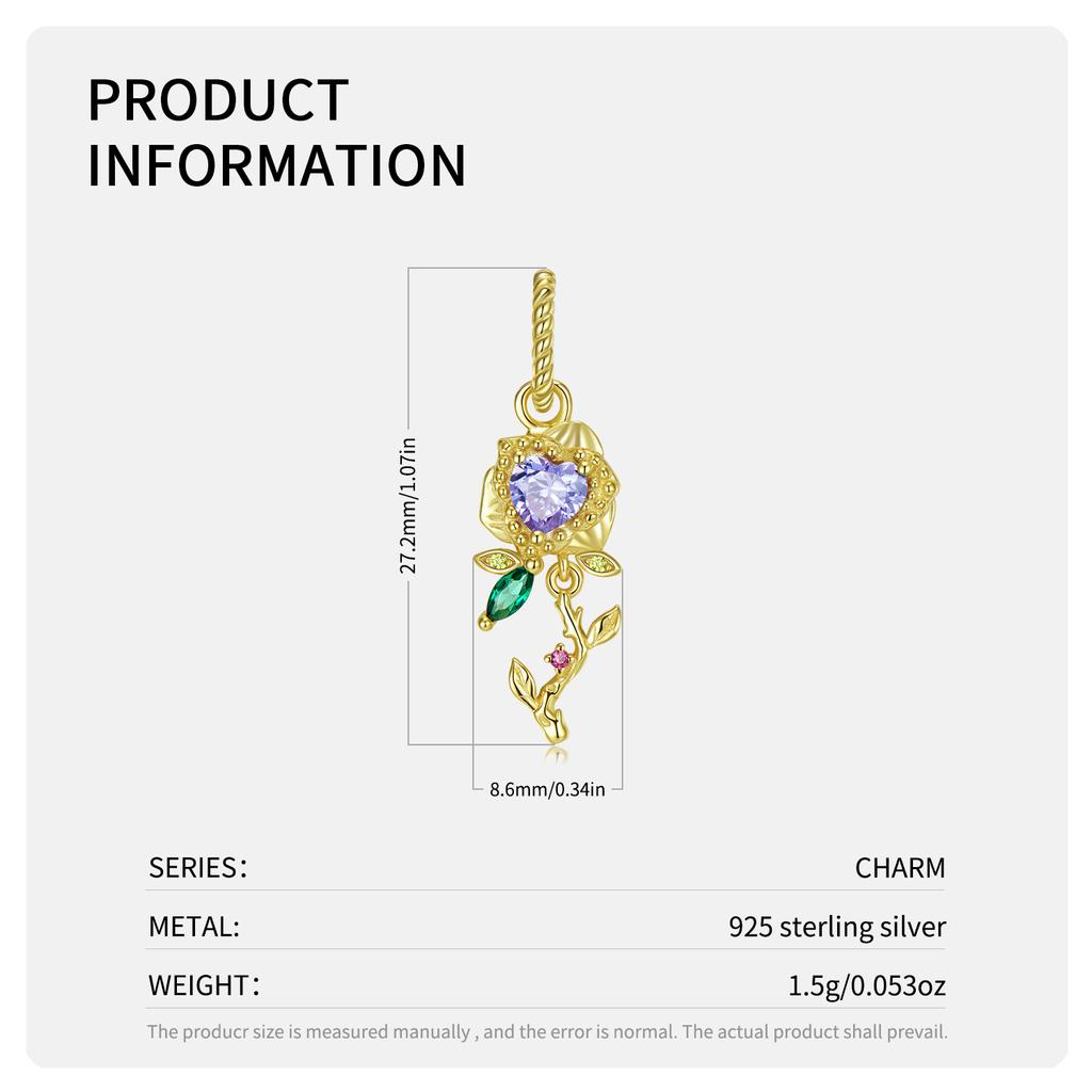 Elegant 12 Birth Flowers Charm Pendant Authentic 925 Sterling Silver Zirconia Beads for Women Fine Jewelry Charm Bracelets Christmas Flower Pendant