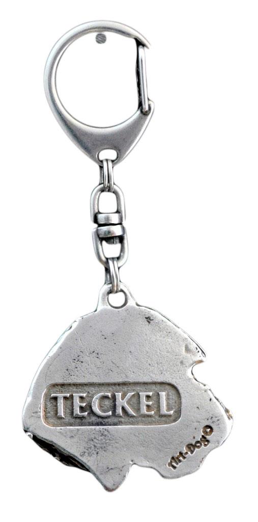 Dachshund II - Silver-plated key ring with a dog in a gift box, handbag decoration, backpack pendant by Art-Dog brand