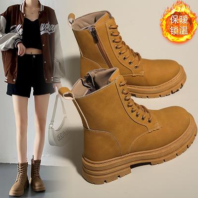 Инс тренд ботинки мартин женские 2025 весна новые британские на платформе студенческие короткие ботинки универсальные локомотивные ботинки ревень D09-1