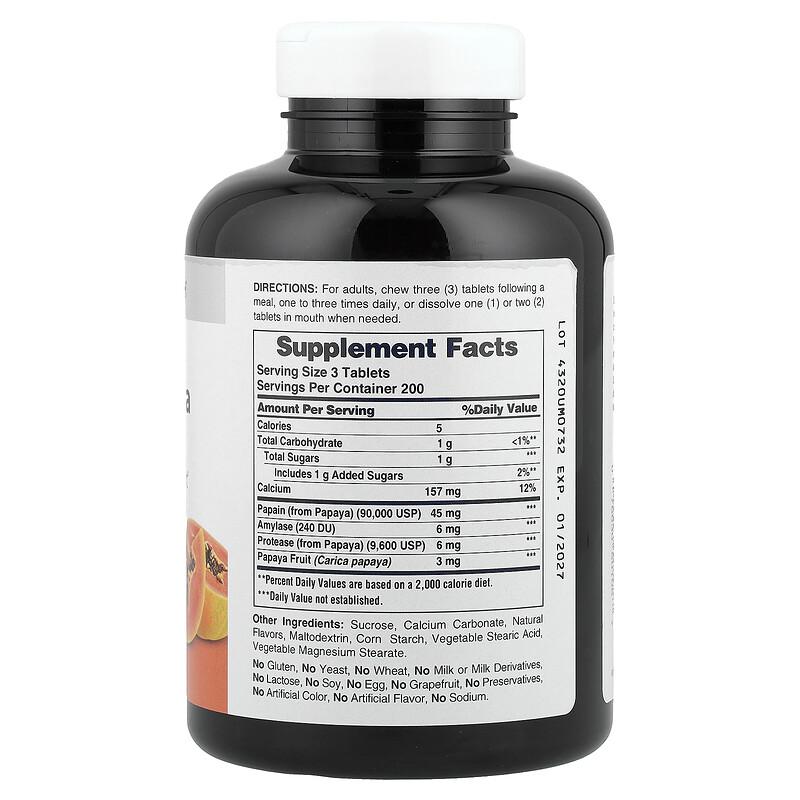 Original Chewable Papaya Enzyme, 600 Tablets