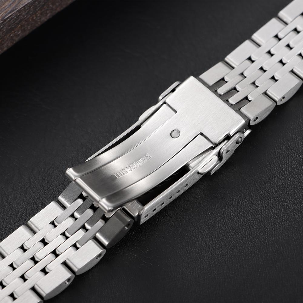 20 мм 22 мм для Seiko Роскошный цельный браслет из нержавеющей стали для Юбилейного браслета с изогнутыми концами для мужчин Регулируемые ремешки со складной застежкой