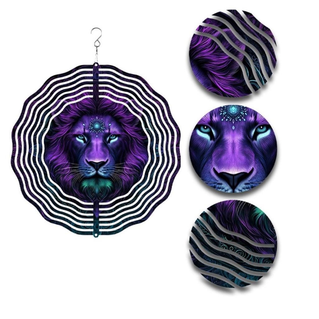 10-Inch Vibrant Animal & 2D Mandala Wind Chimes - Battery-Free, Perfect for Outdoor Decor & Holiday Gifts