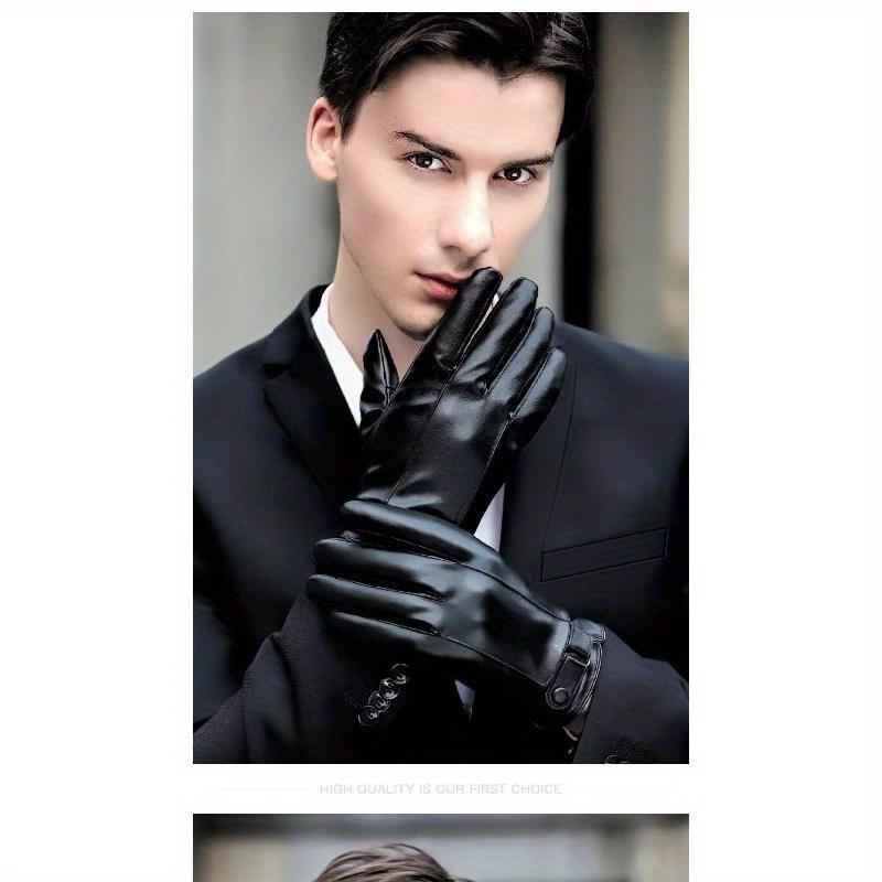 Осенние и зимние мужские кожаные перчатки PU с сенсорным экраном, водонепроницаемые, ветрозащитные и теплые, для взрослых, бархатные, для вождения, с закрытыми пальцами, для езды на открытом воздухе