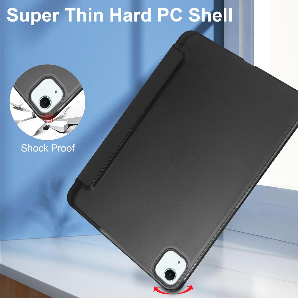 Для iPad Эйр 11 (2025)/(2024) Чехол из ПУ кожи для смарт-планшета, гладкая матовая задняя панель, встроенный держатель для карандаша