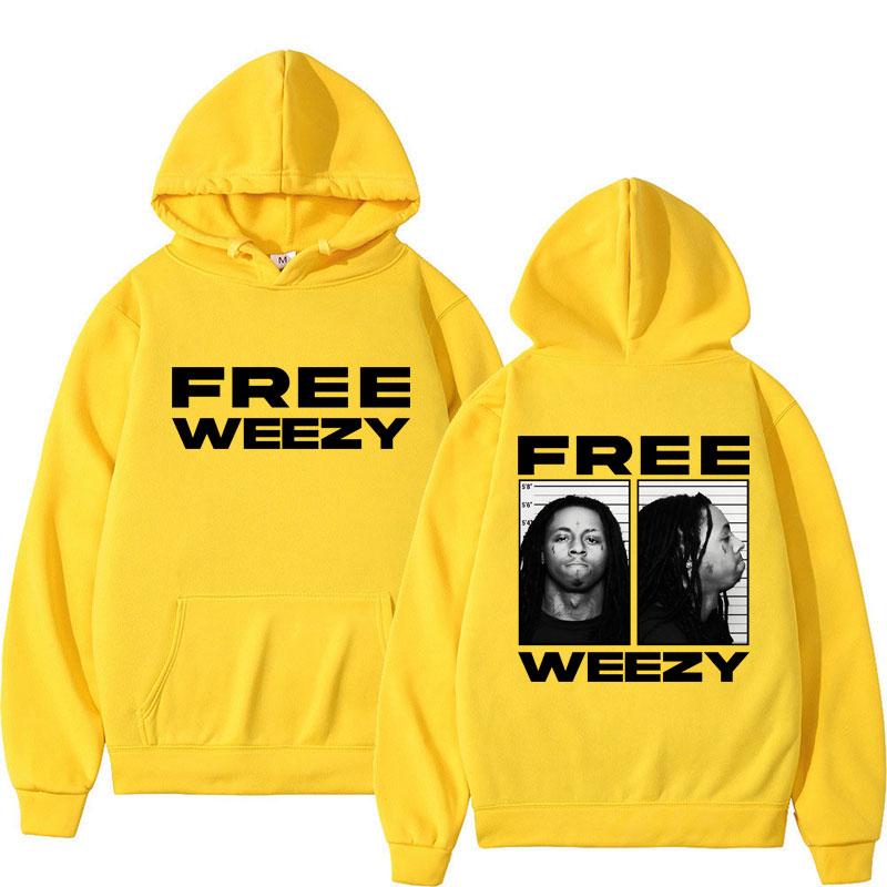 Худи с графикой рэпера Lil Wayne Free Weezy Хип-хоп Готическая одежда Мужская Женская Ретро Панк С длинным рукавом Оверсайз Пуловер