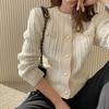 Осень/зима Кардиган свитер с круглым вырезом и переплетением, верхняя одежда, корейская мода, элегантные вязаные куртки с длинным рукавом, свободные повседневные офисные однотонные пальто, одежда