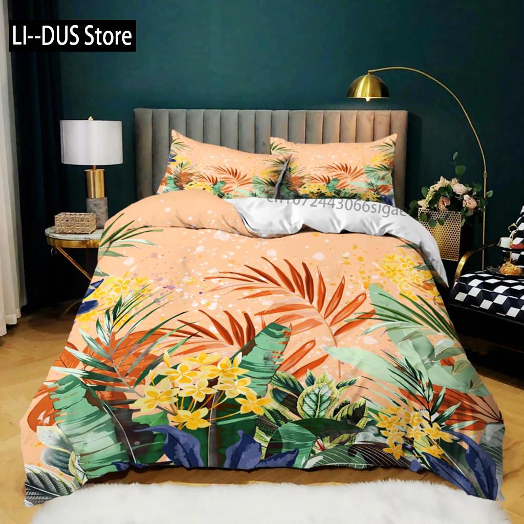 Пододеяльник с кактусами Queen King Полиэстер Акварельный принт с кактусами Букет колючих зеленых растений Цветы Комплект постельного белья Twin