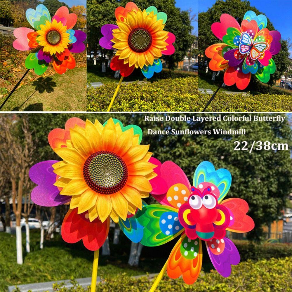 Raise Double Layered Colorful Butterfly Dance Windmill Outdoor Party Picnic Decor
