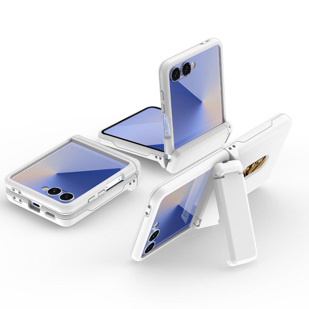 Чехол для Samsung Z Flip7 с отделением для карт, защитой шарнира, защитой от падений и подставкой