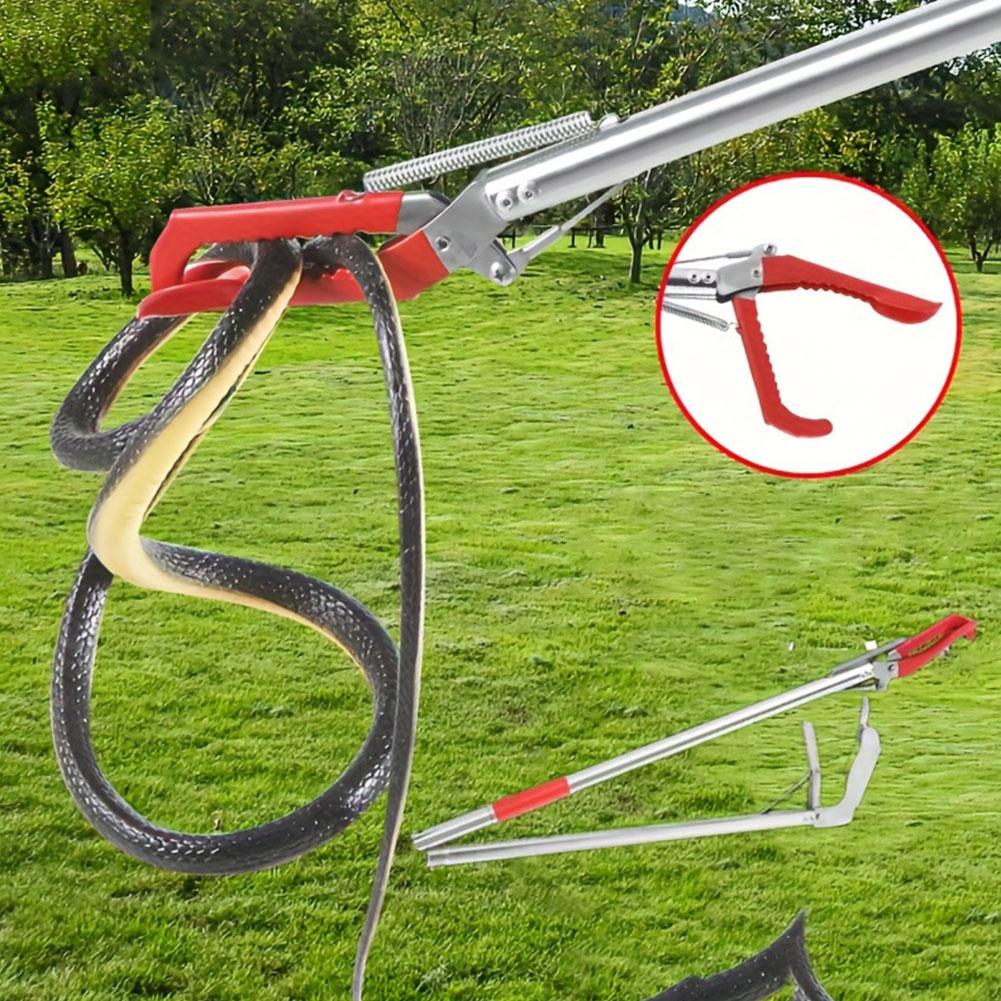 1.5M Foldable Snake Tongs Snake Catcher Tong Wide Jaw Stainless Steel Reptile Grabber Tool Snake Hook Catcher Loach Rubbish Clip