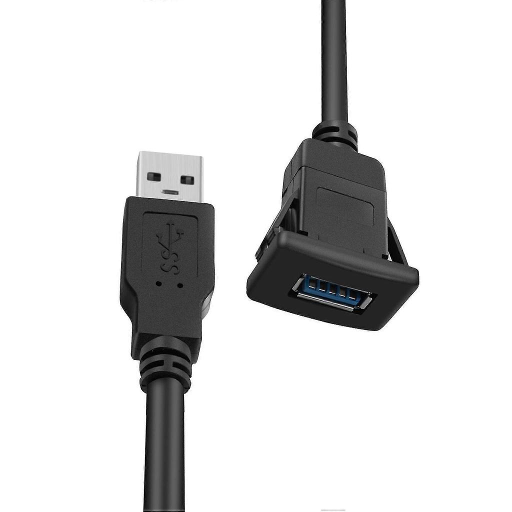 1M Socket Cable USB 3.0 Auto Car Mount Male to Female Extension Cord Dashboard Panel Square Audio L