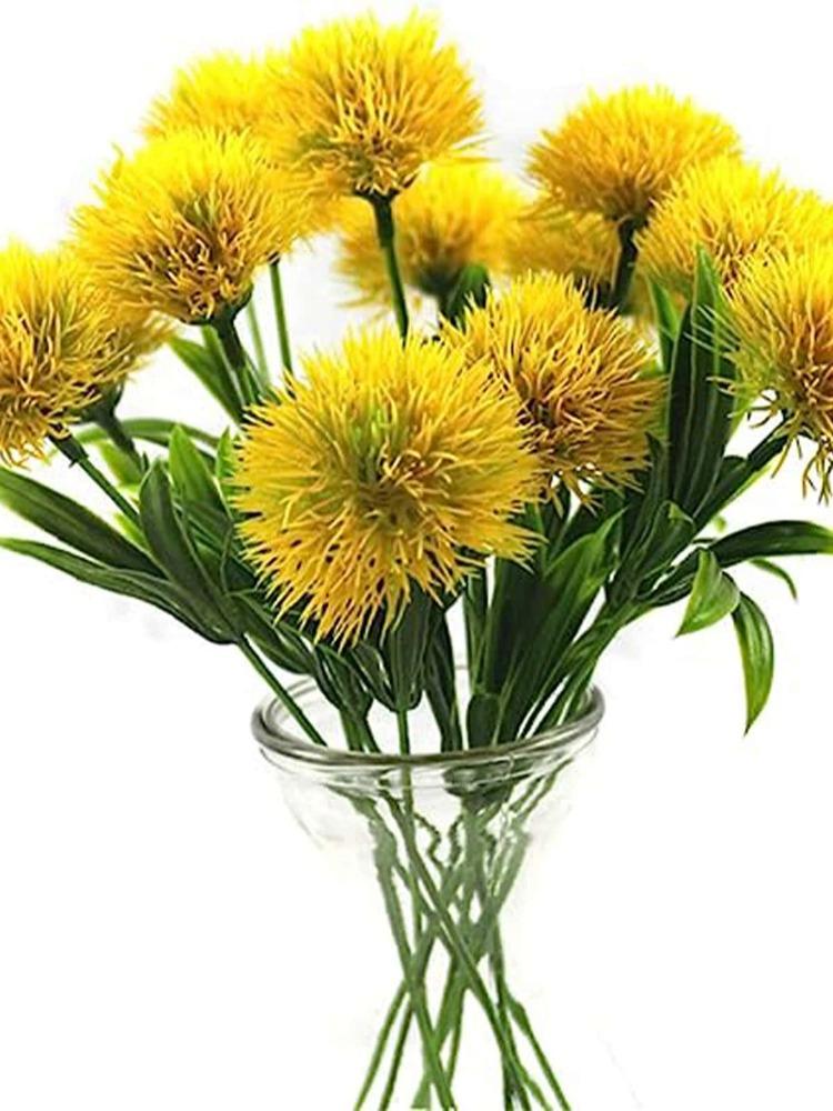 Dandelion Artificial Flower 10 Pcs Bouquet Artificial Plastic Plants Flowers For Indoor Outdoor Decoration Home Wedding Decor