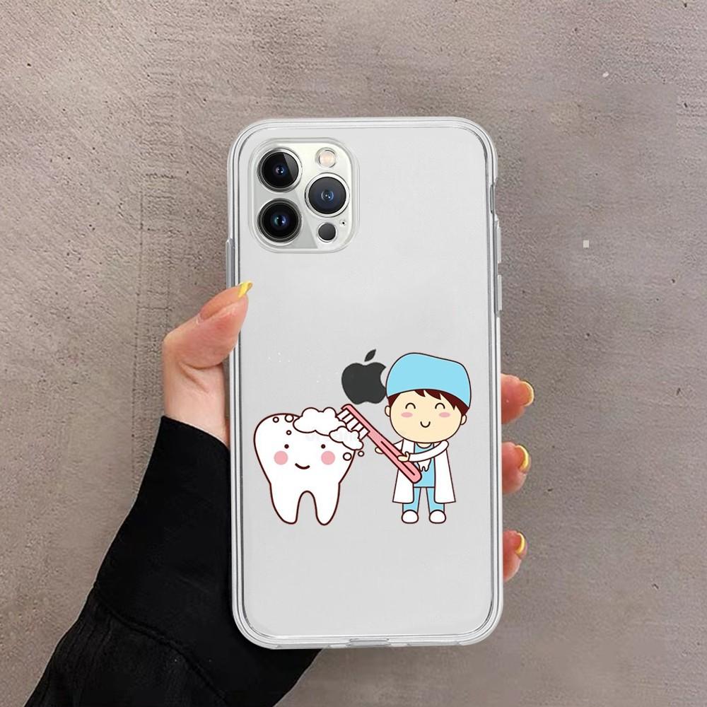 Милый мультяшный чехол для телефона с зубами для iPhone 15 13 14 Pro Max XS XR 12 11 Pro 13 Mini 6 7 8 Plus Мягкий прозрачный задний чехол