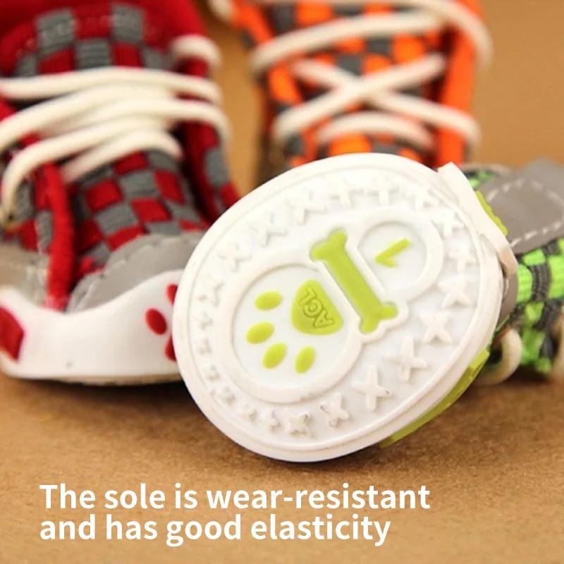 Обувь для собак Плюшевые мишки Обувь на мягкой подошве Обувь для маленьких собак Щенки Нескользящая Дышащая Обувь Набор из 4 Летняя Обувь для Питомцев