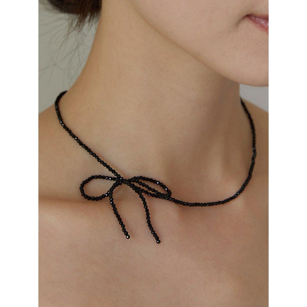 (925 Silver) Bead Ribbon Necklace Nz2103