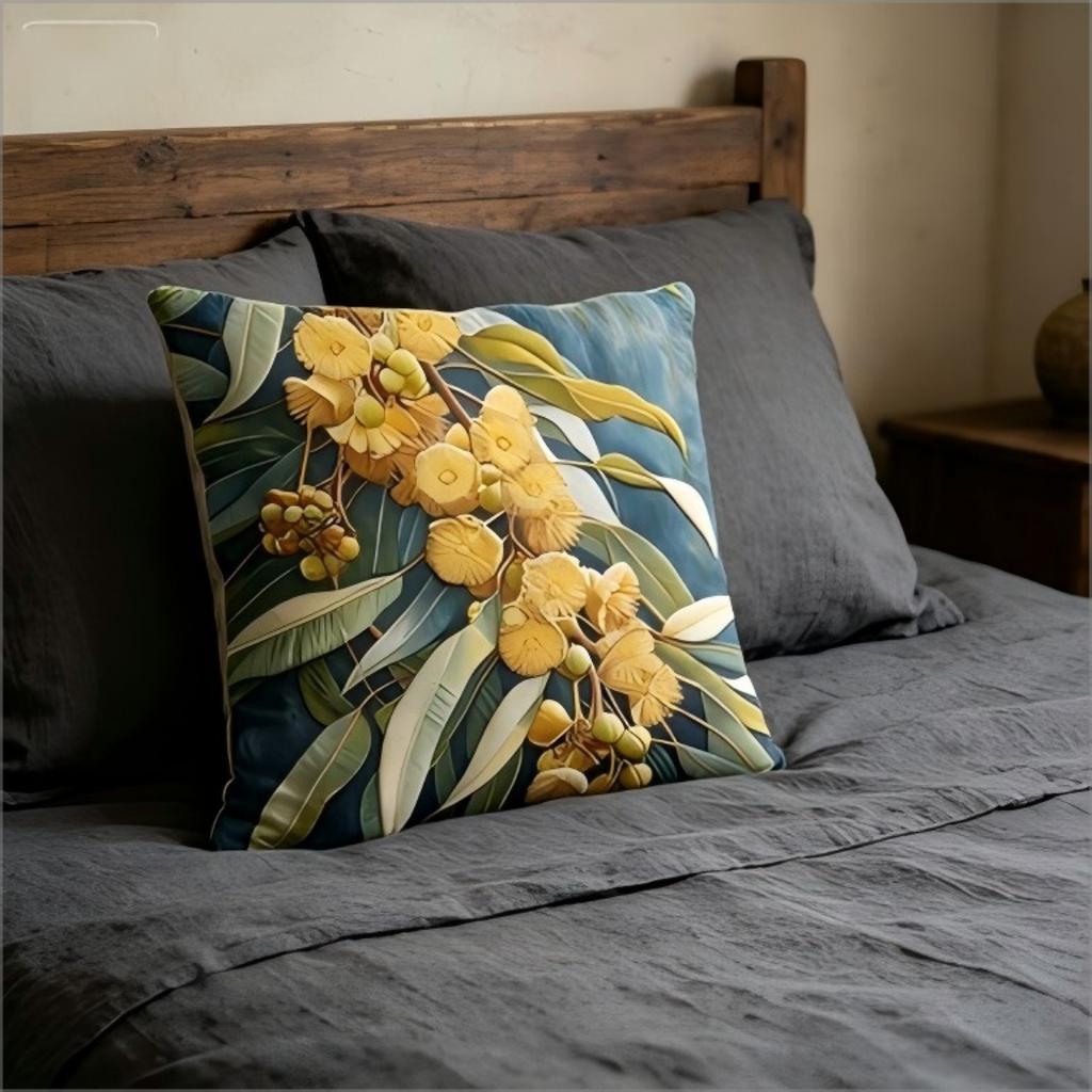 Double Sided Printed Eucalyptus Flower Pillow Cover Embossed Effect Boho Botanical Print Soft Throw Pillow Case For Home Decor