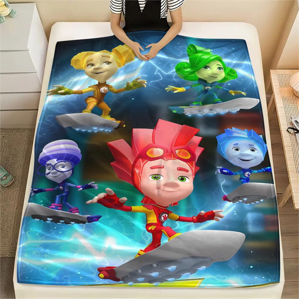 1 шт. Фланелевое одеяло с принтом Фиксиков, Высокое качество, Комфортное для всех сезонов, Декор для дома, Тепло и уют, Идеально для подарков