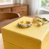 Bohemian-Style Colorful Enamel Flower Rings Classic Gold Plated Ring  Female