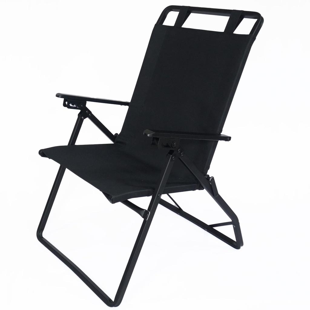 RcrCamp High Back Recliner Black with Storage Case Folding Rover Chair Aluminum Chair Aluminum Deck Chair Compact Folding Chair Outdoor Chair Camping