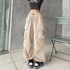 Women Casual Joggers Pants Solid Low Waist Pants Drawstring Wide Leg Baggy Trousers Y2k Streetwear Oversize Sweatpants