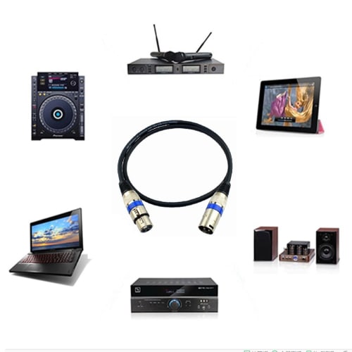 XLR Cable, Microphone Cable, XLR (Male) To XLR (Female), Audio Cable, XLR Connector, 3-Pin Extension Cable (0.5m)