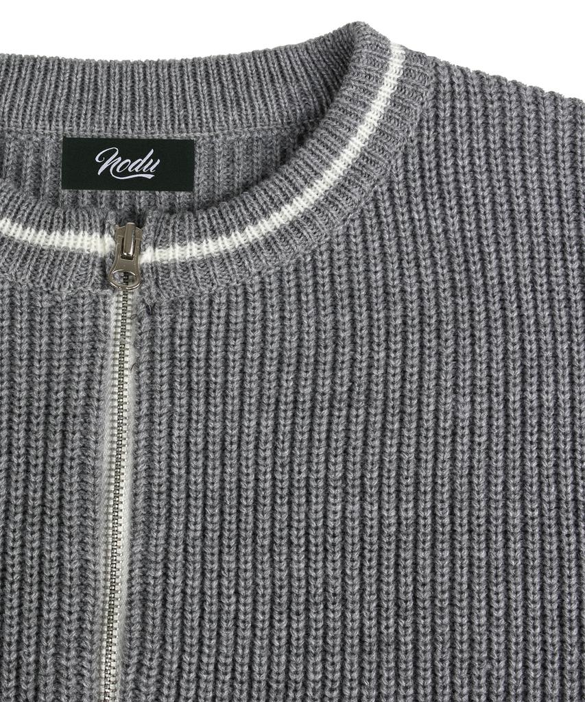 NODU Varsity Two-Way Zip-Up Knit [Gray]