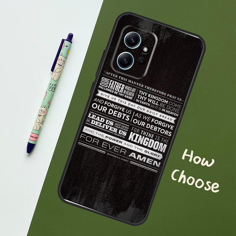Christianity Lord Prayer Case For Xiaomi Redmi Note 11 12 10 Pro 8 9 Note 12S 11S 9S 10S Redmi 12C 9C 10C 12 Cover