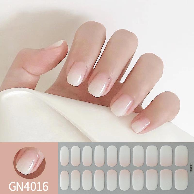 Milky Jelly White Full Cover Nail Stickers Fashion Gradient Adhesive Heart Nail Polish Wraps Women DIY Manicure