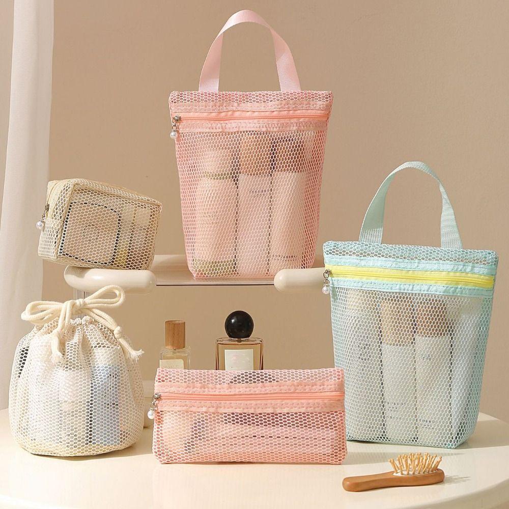 Portable Mesh Makeup Bag Gauze Toiletry Bag Portable Travel Storage Bag  Business